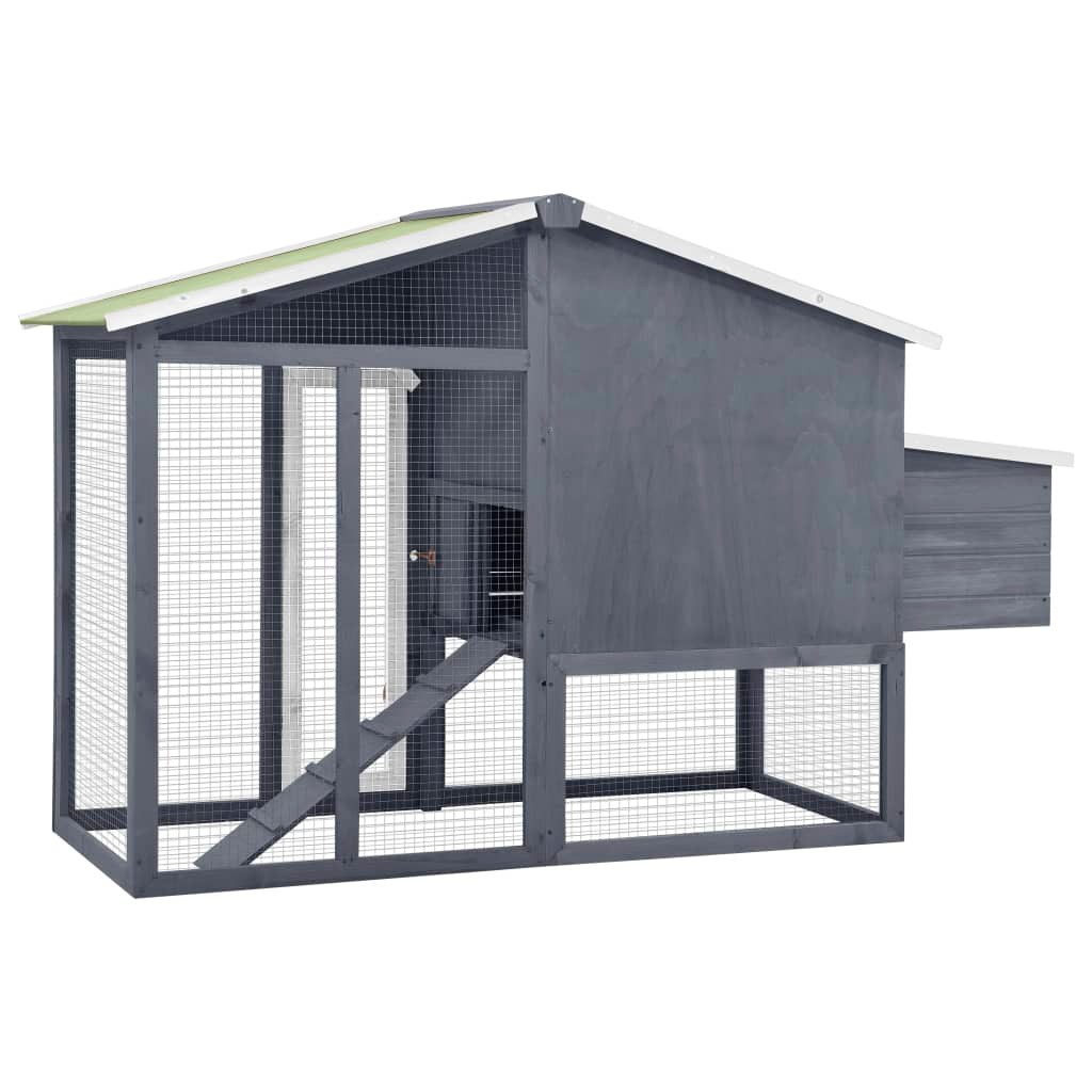 Chicken Coop with Nest Box Grey and White Solid Fir Wood